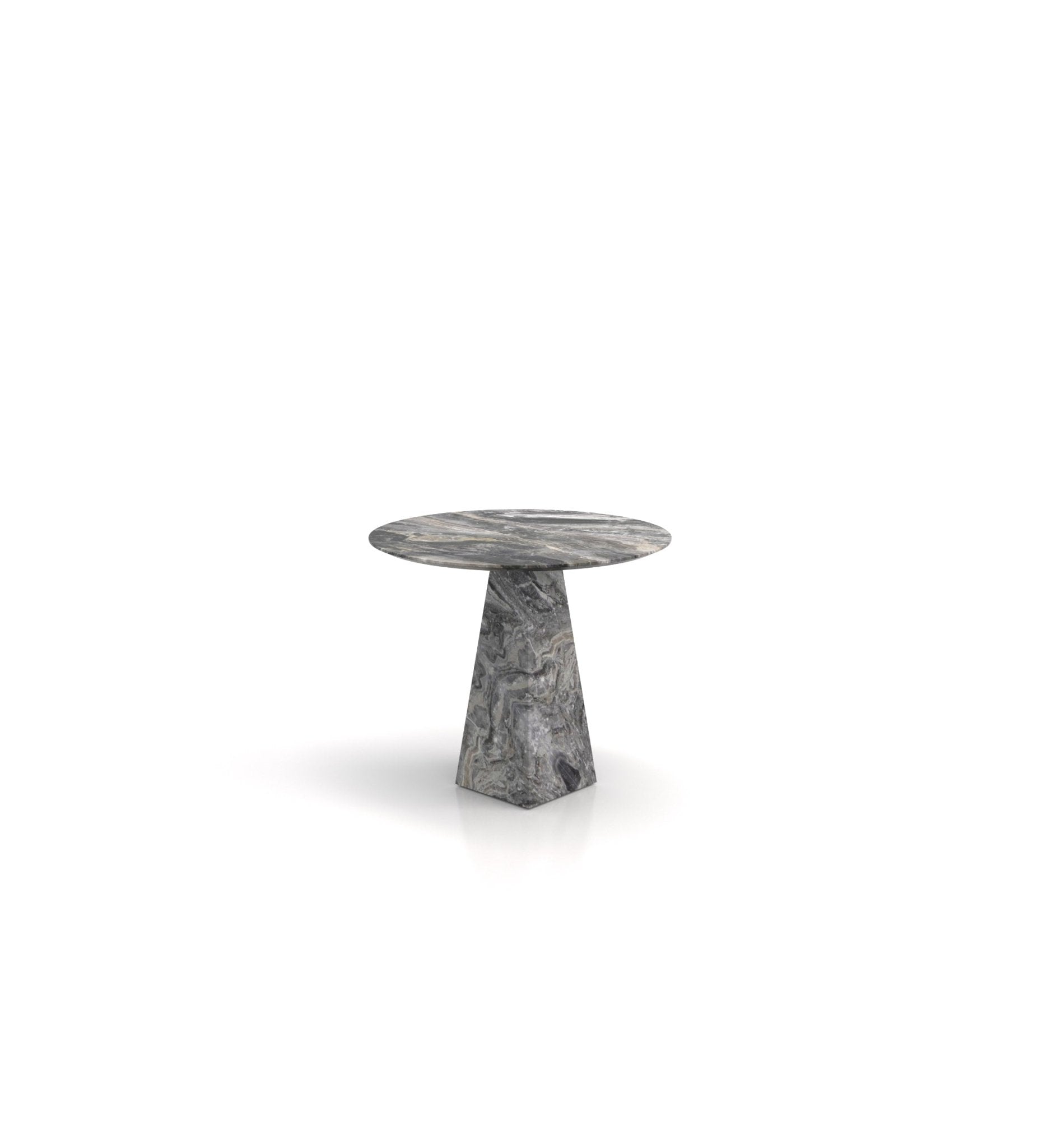 Round Top Marble Stone Pyramid Modern Side End Table