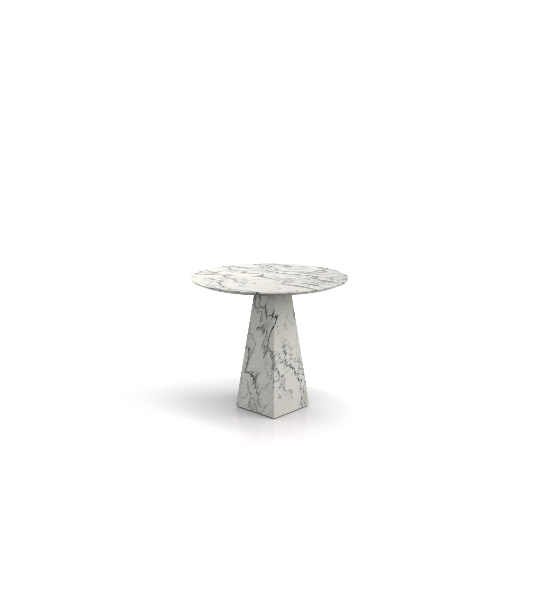 Round Top Marble Stone Pyramid Modern Side End Table