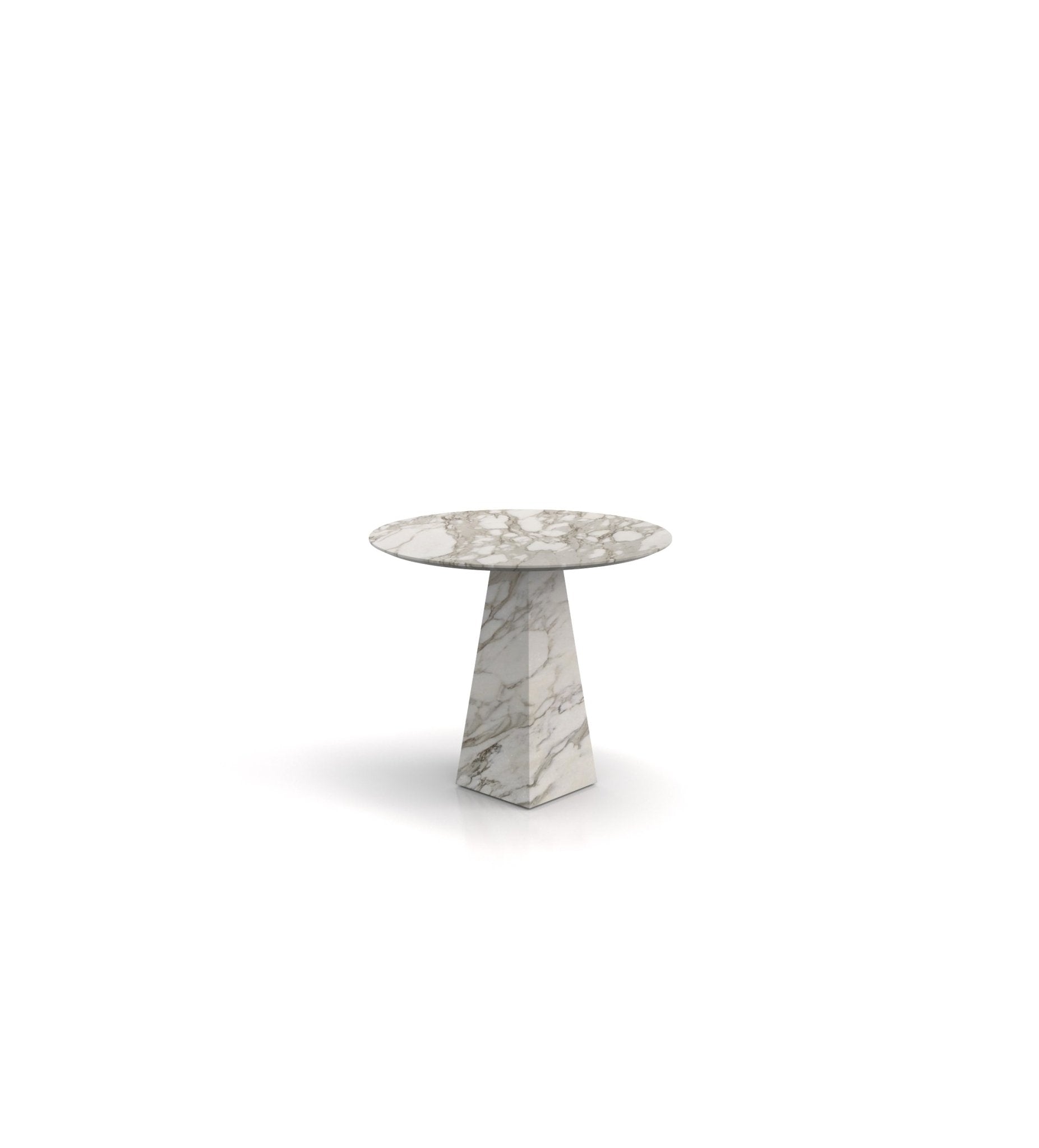 Calacatta Viola Marble Round Side Table - Angle View | Stonegems