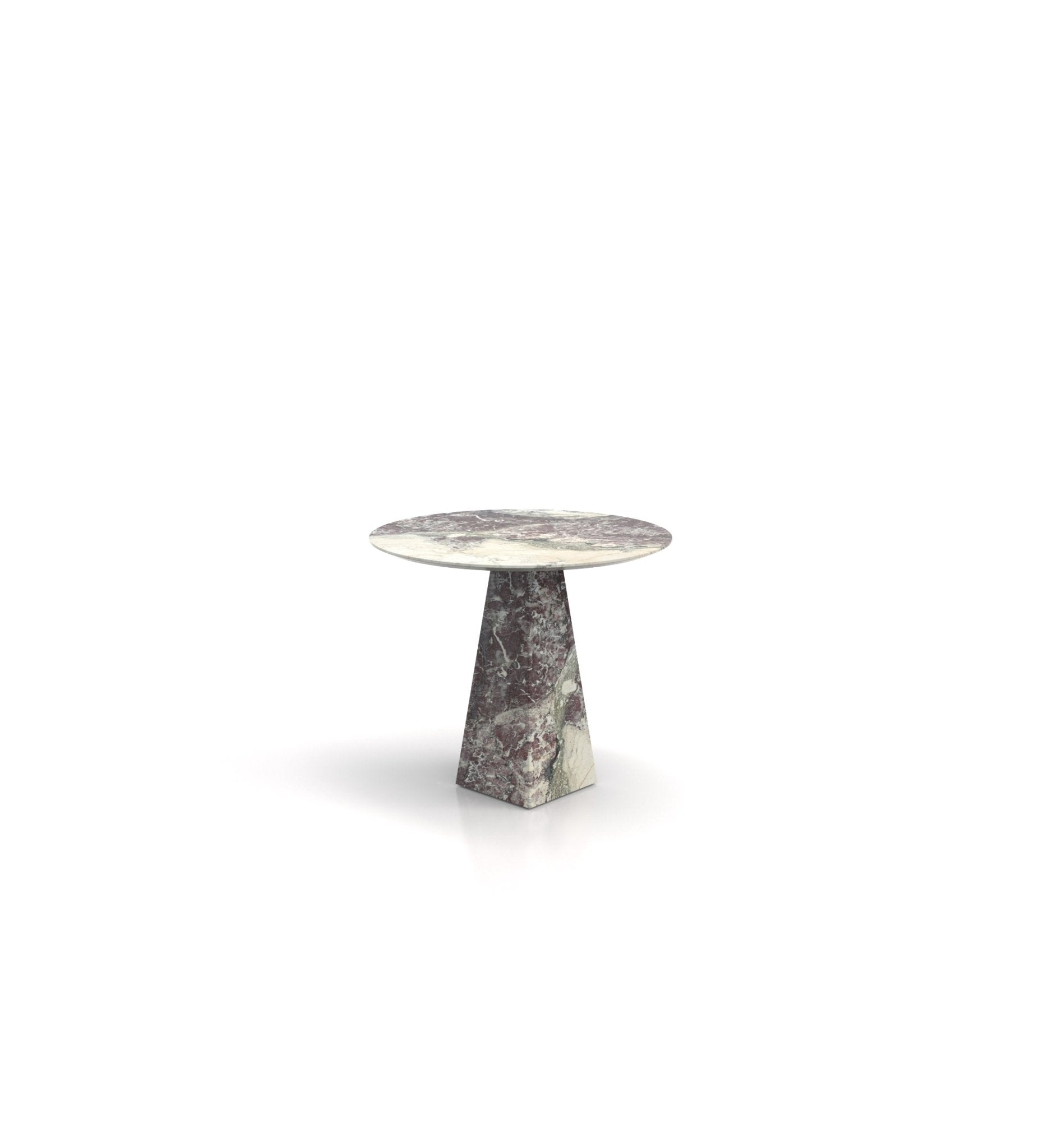 Round Top Marble Stone Pyramid Modern Side End Table
