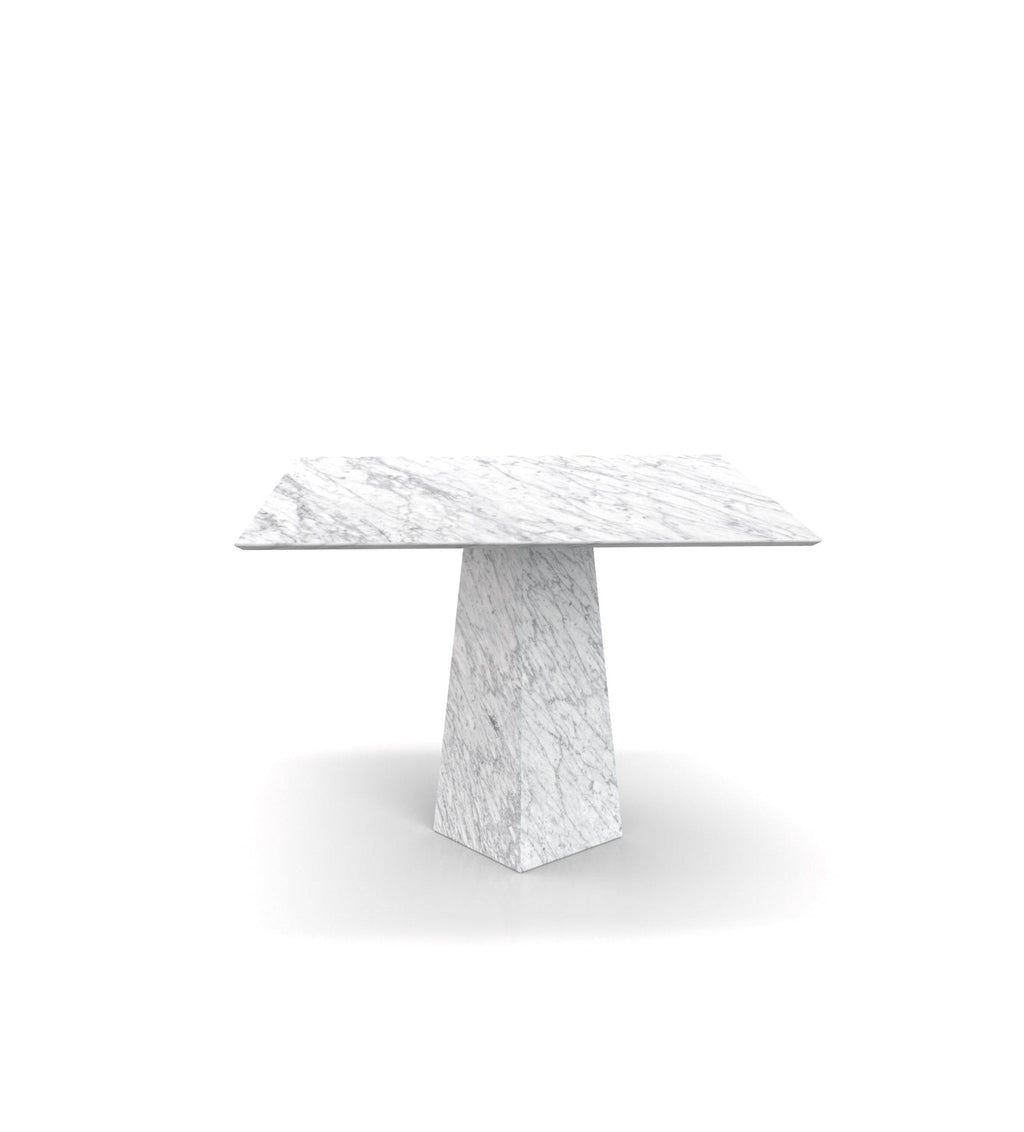 White Carrara Marble Square Dining Table - Front View | Stonegems