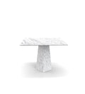 White Carrara Marble Square Dining Table - Front View | Stonegems