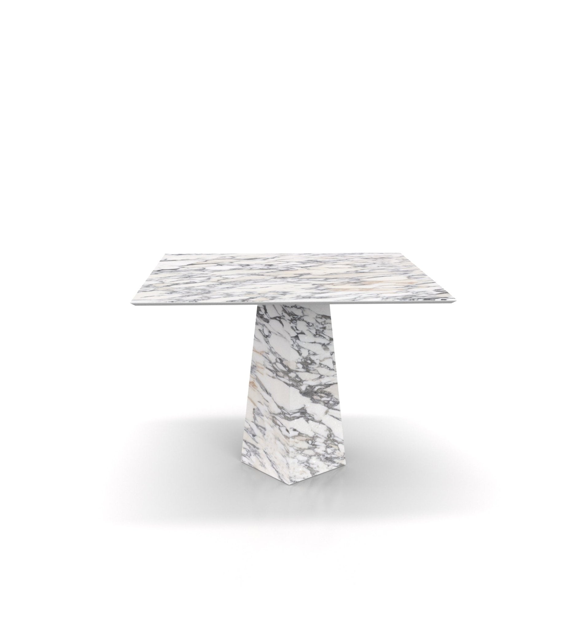 Arabescato Marble Square Dining Table - Side Angle View | Stonegems