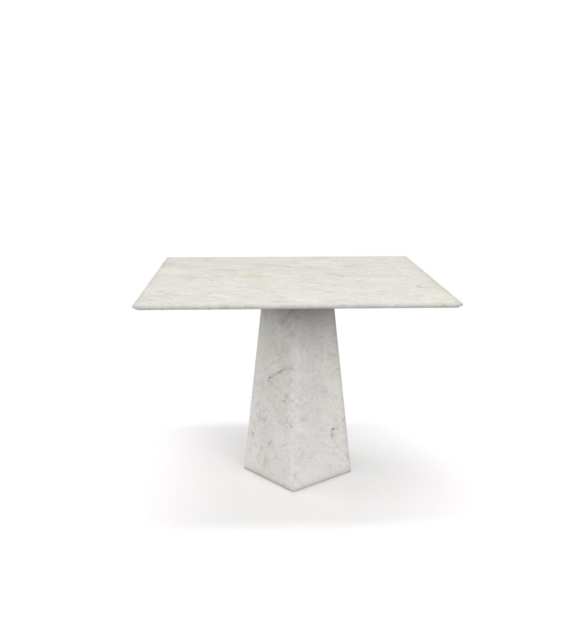 White Marble Square Dining Table - Front View | Stonegems