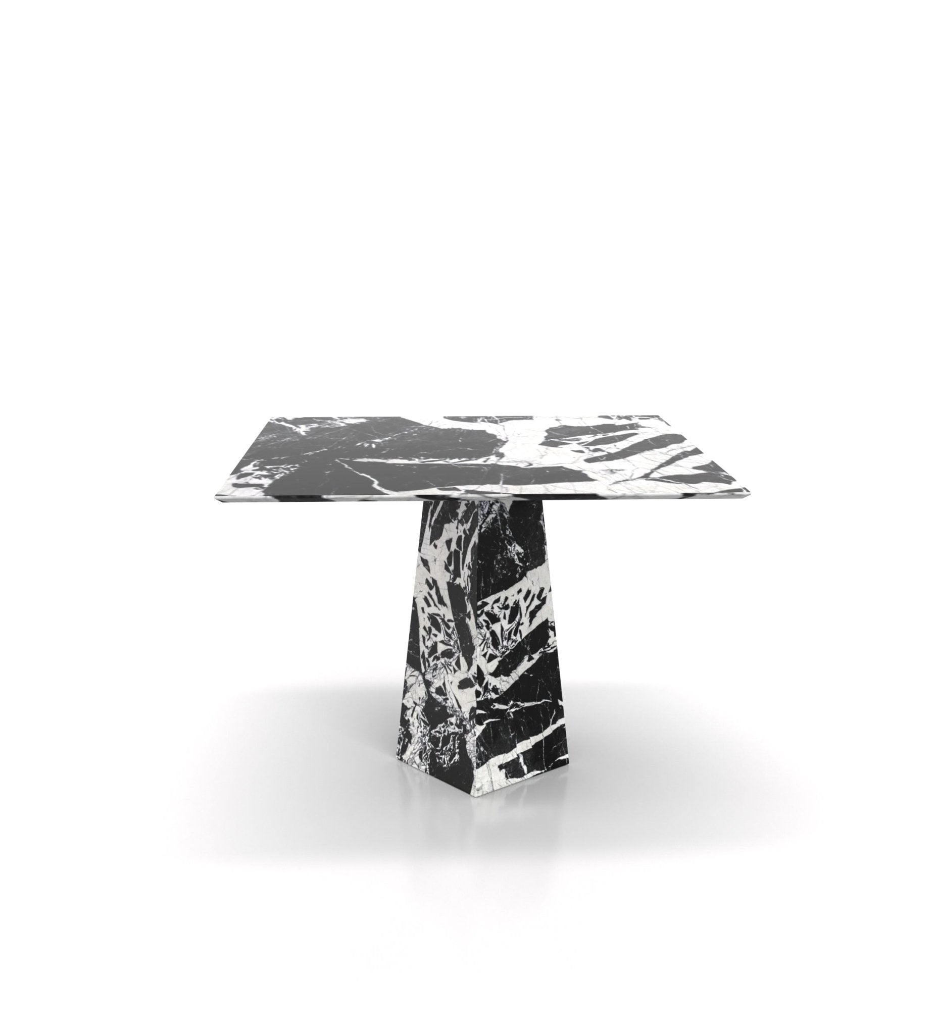 Black Nero Marquina Marble Square Dining Table - Front View | Stonegems