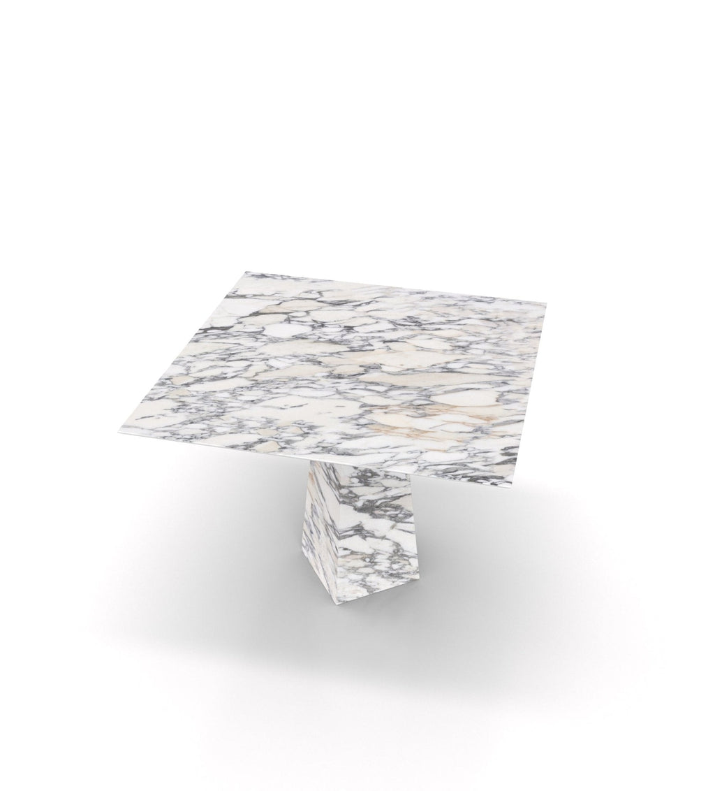 Grey Veined Marble Square Dining Table - Top Angle View | Stonegems