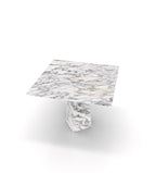 Grey Veined Marble Square Dining Table - Top Angle View | Stonegems