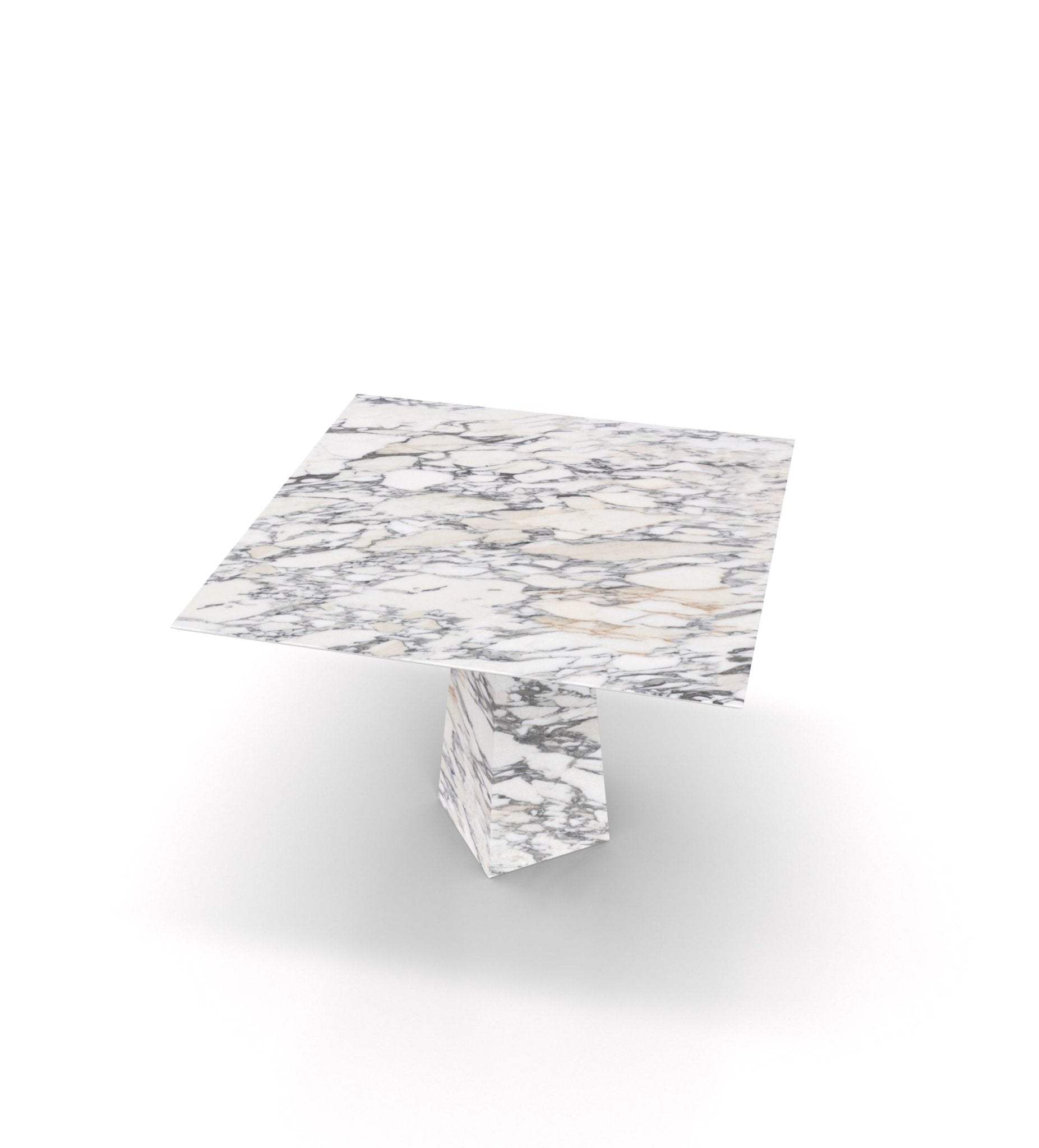 Grey Veined Marble Square Dining Table - Top Angle View | Stonegems