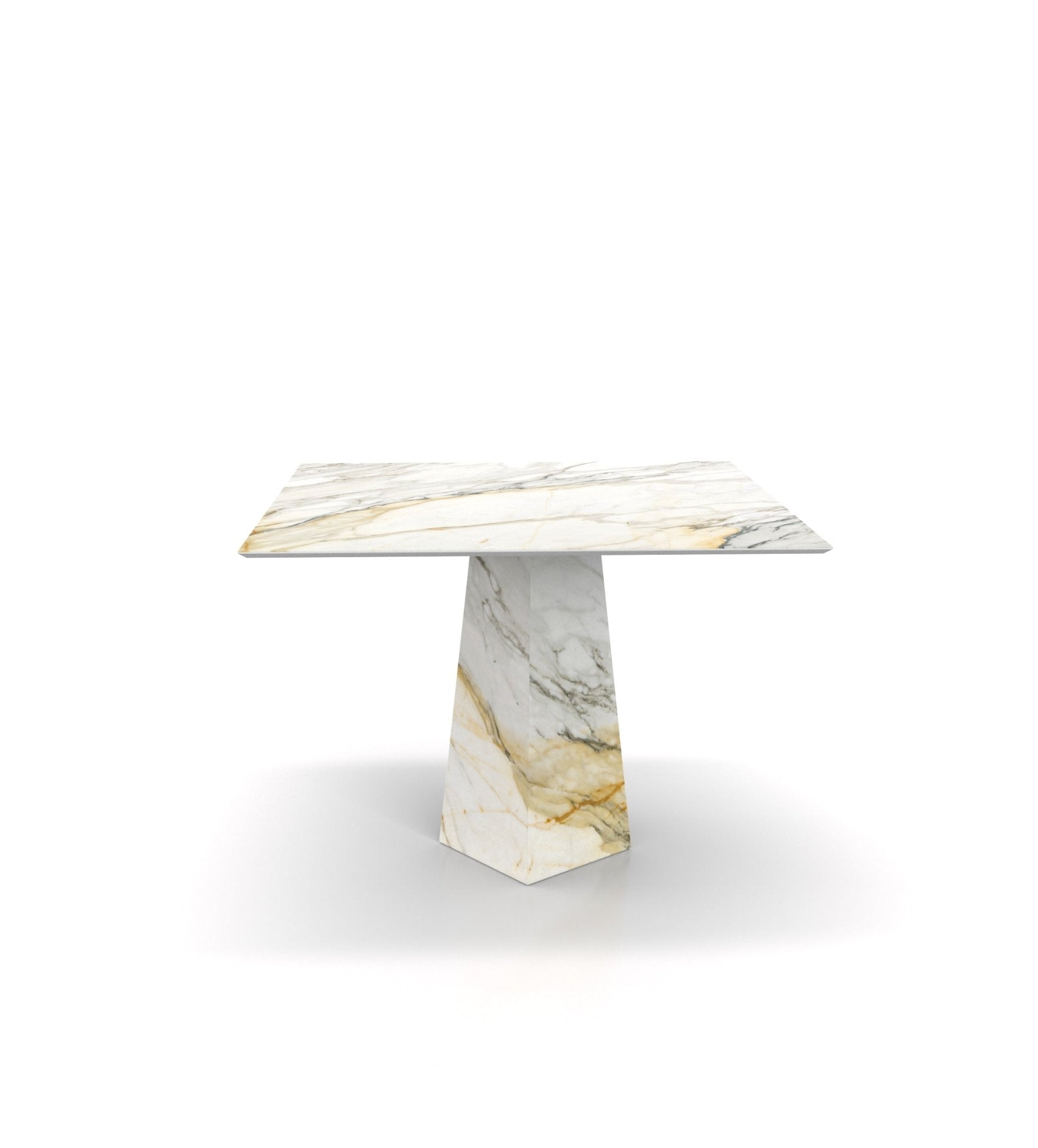 Calacatta Gold Marble Square Dining Table - Side Angle | Stonegems
