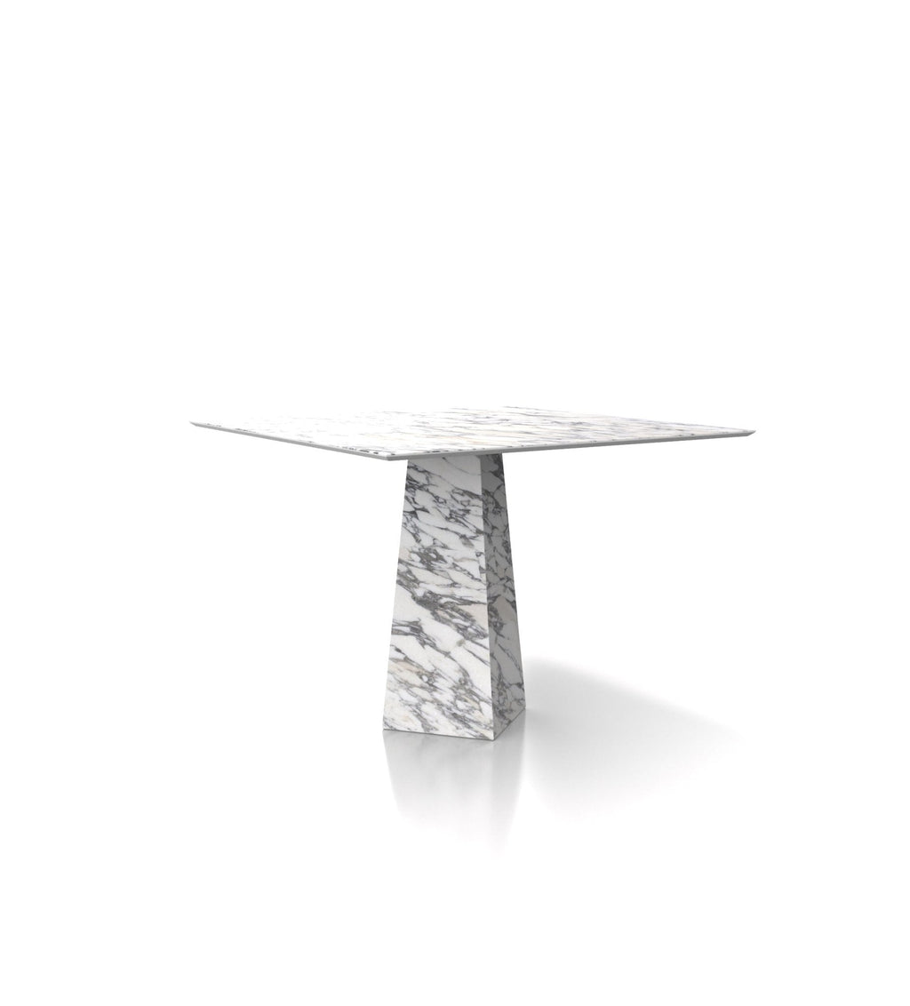 Veined Marble Square Dining Table - Side Profile View | Stonegems