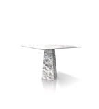 Veined Marble Square Dining Table - Side Profile View | Stonegems