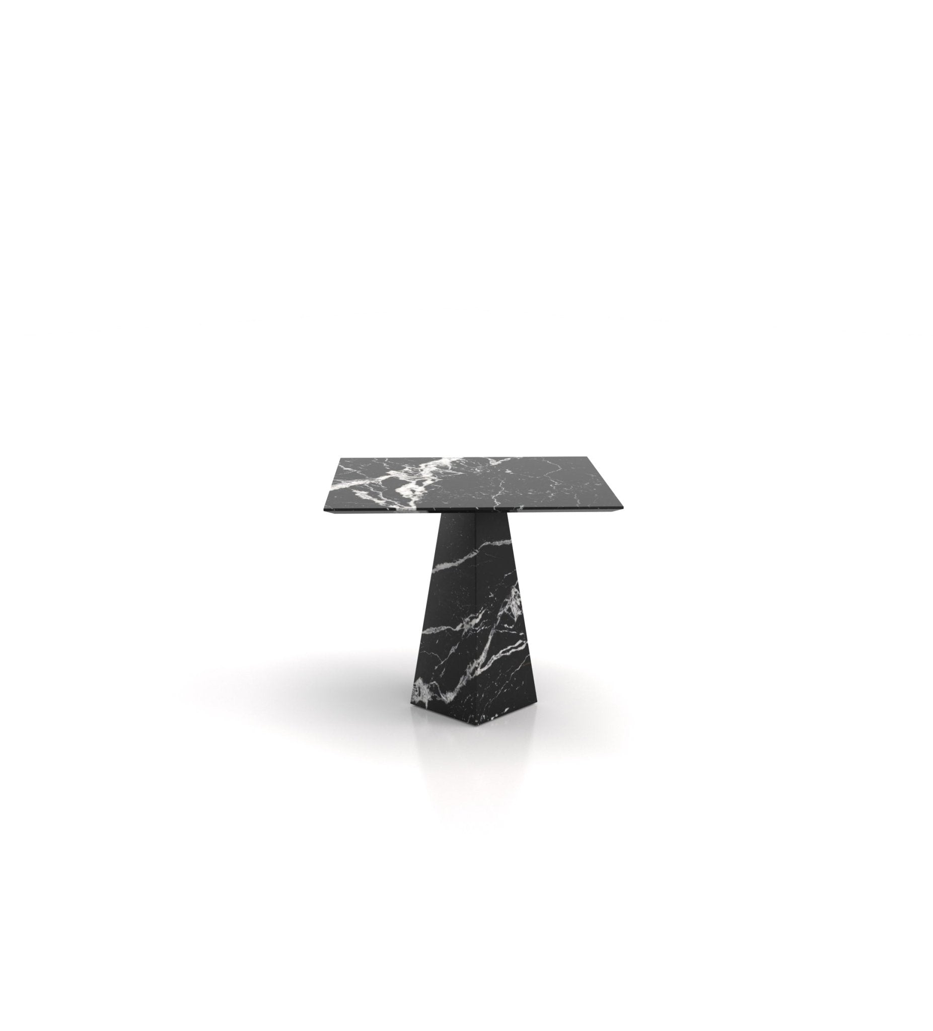 Black Marble Copernicus Square End Table - Front View | Stonegems