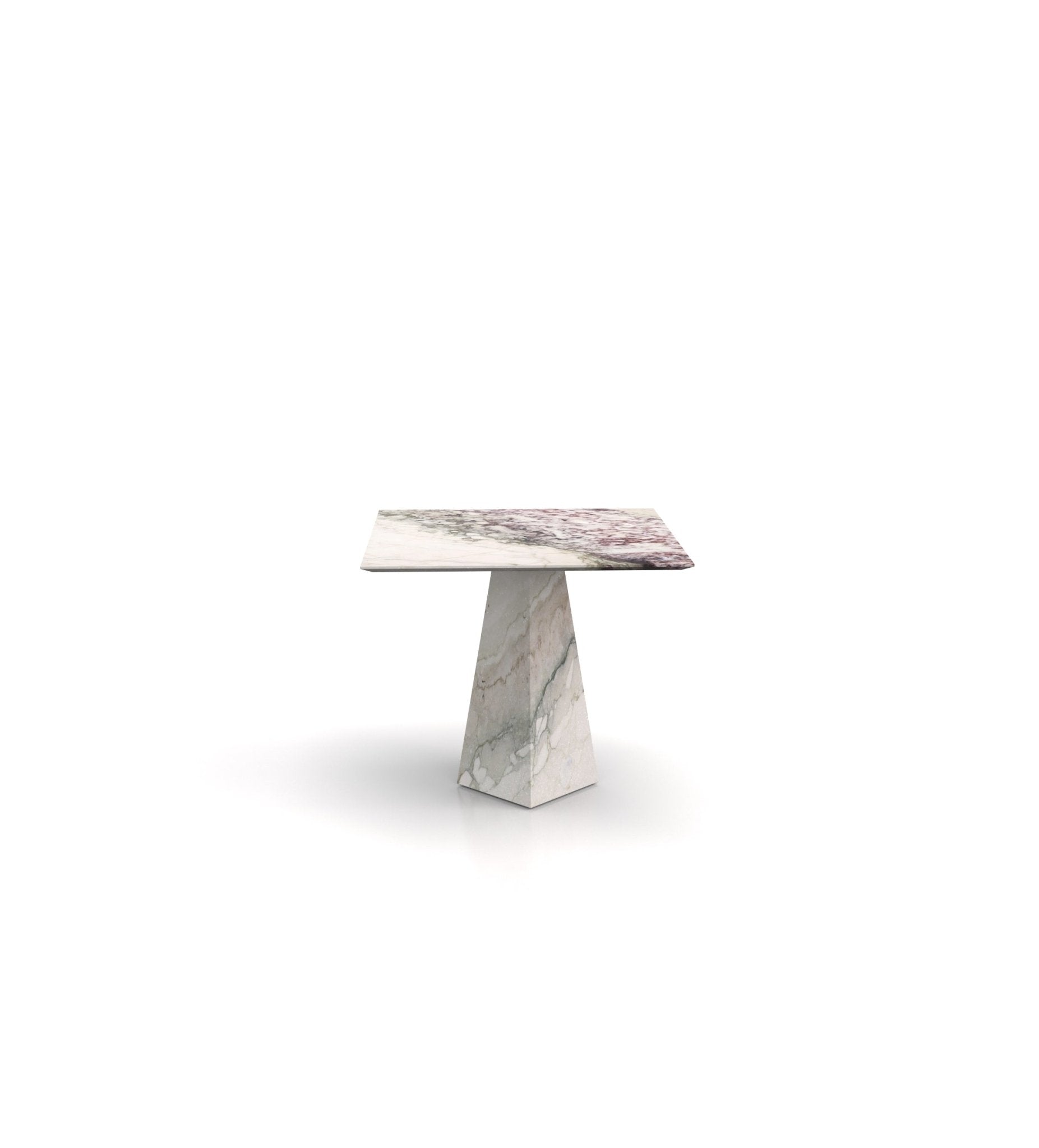 Pink Violet Marble Copernicus Square End Table - Front View | Stonegems