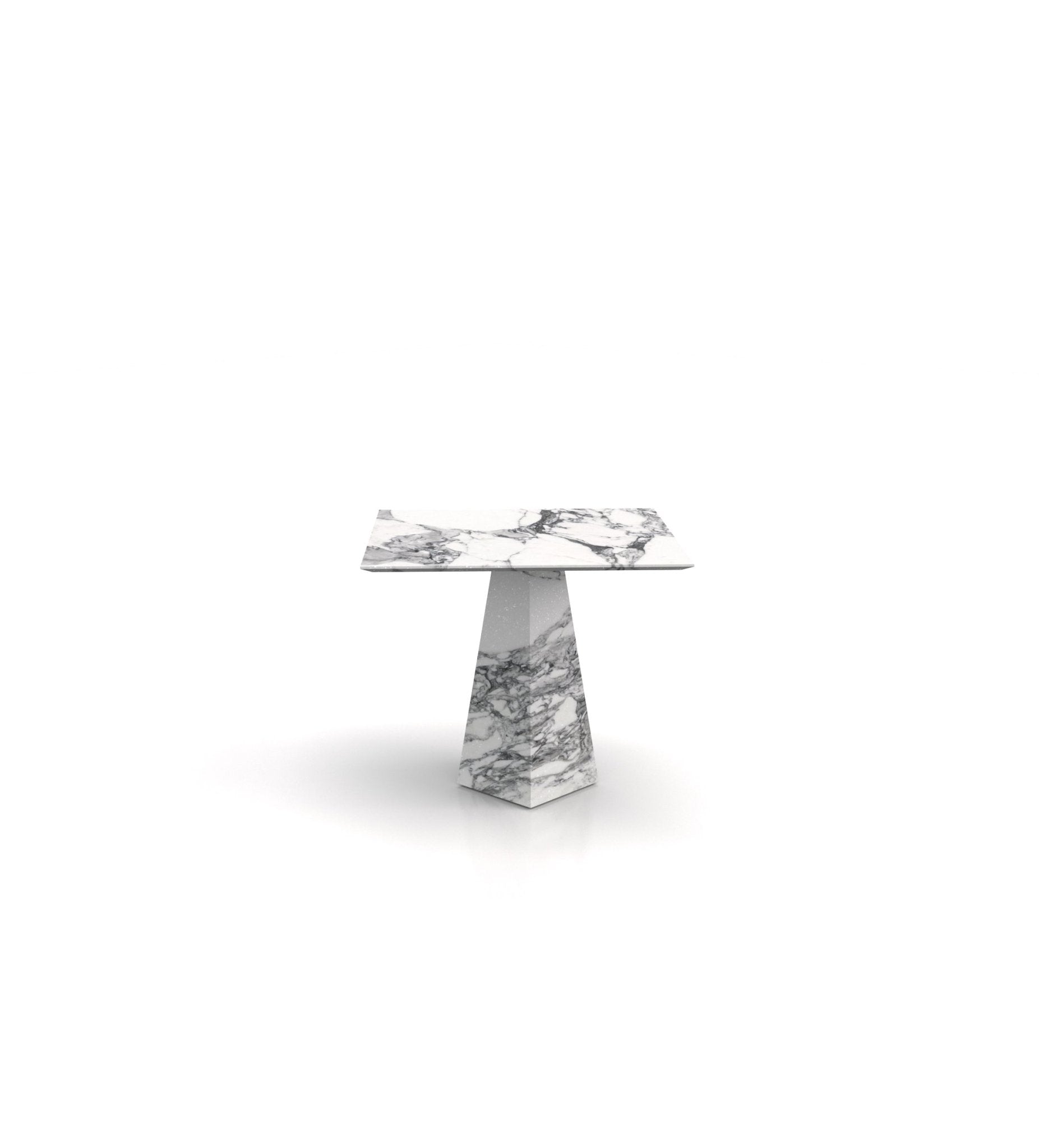Arabescato Marble Square Pyramid Side Table - Front View | Stonegems