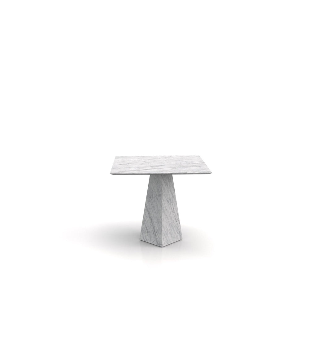 Bianco Carrara Marble Square Pyramid End Table - Top Angle View | Stonegems