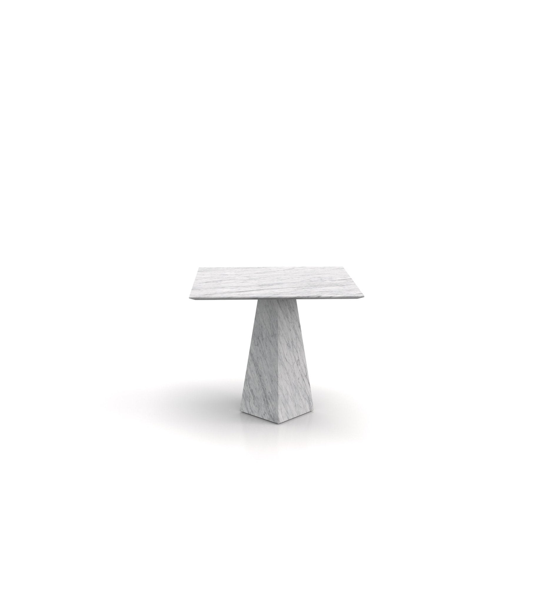 White Carrara Marble Square End Table - Front View | Stonegems