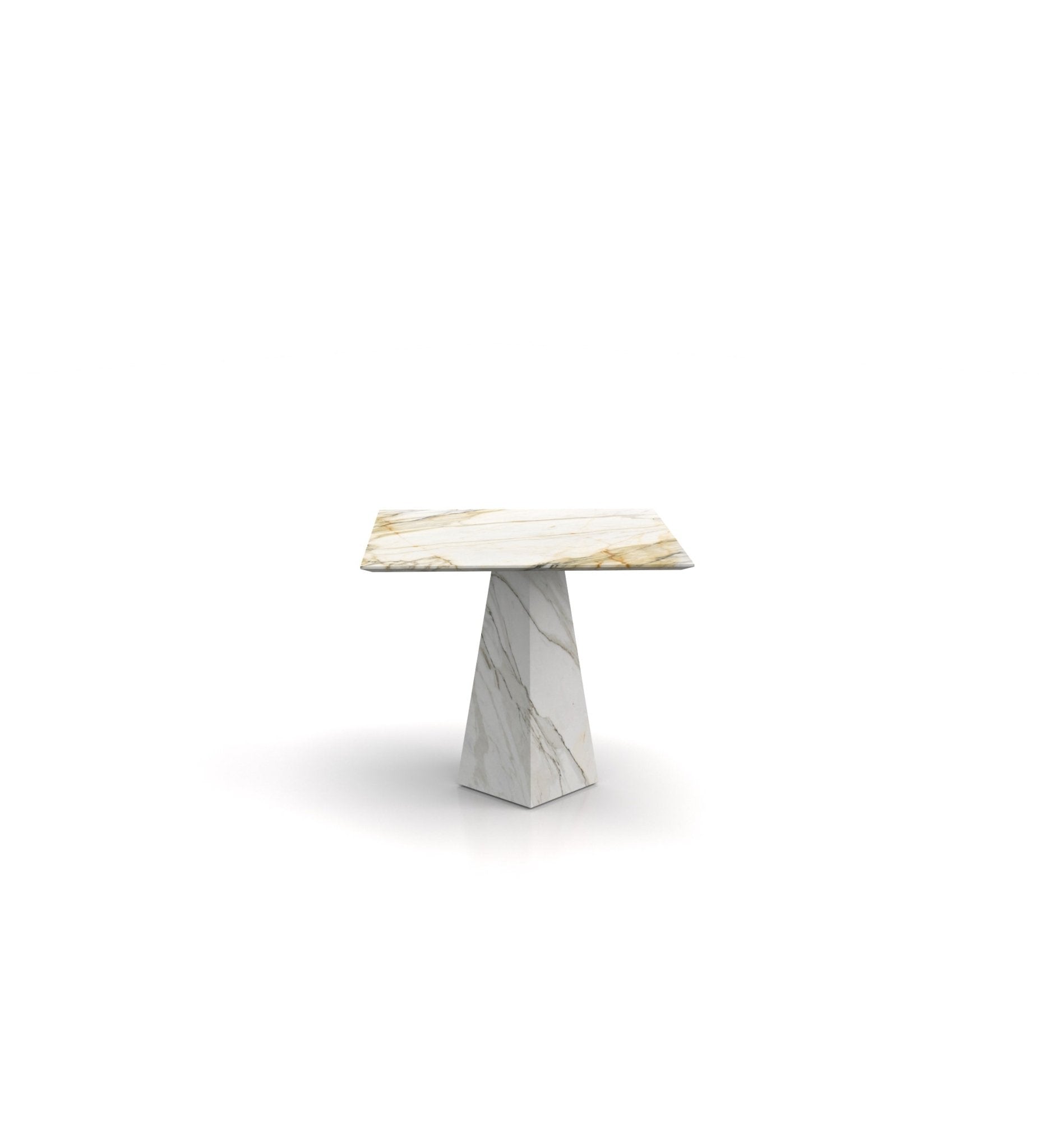 Square Top Marble Stone Pyramid Modern Side End Table