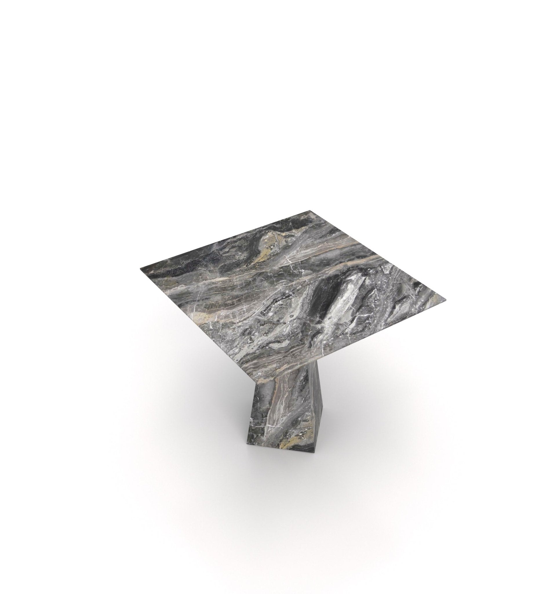 Dramatic Marble Copernicus Square End Table - Top Angle View | Stonegems