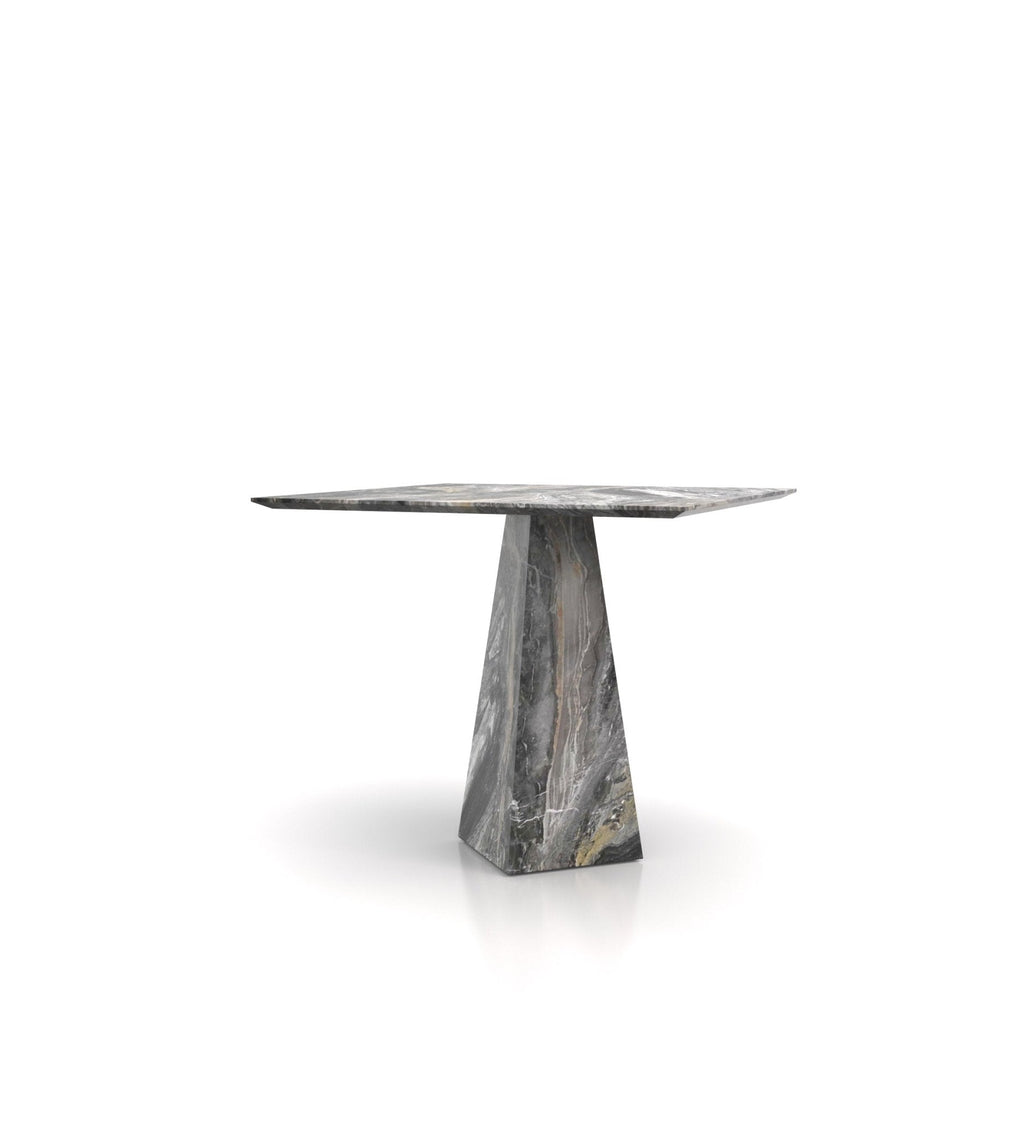 Dark Grey Marble Copernicus Square Pyramid End Table - Front View | Stonegems