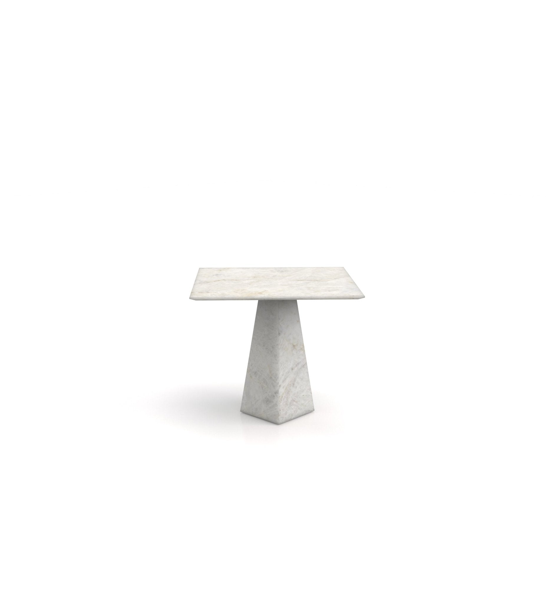 Light Grey Marble Square Pyramid End Table - Front View | Stonegems