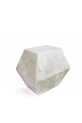 White Quartz Decagon Rex Side Table - Front Angle | Stonegems