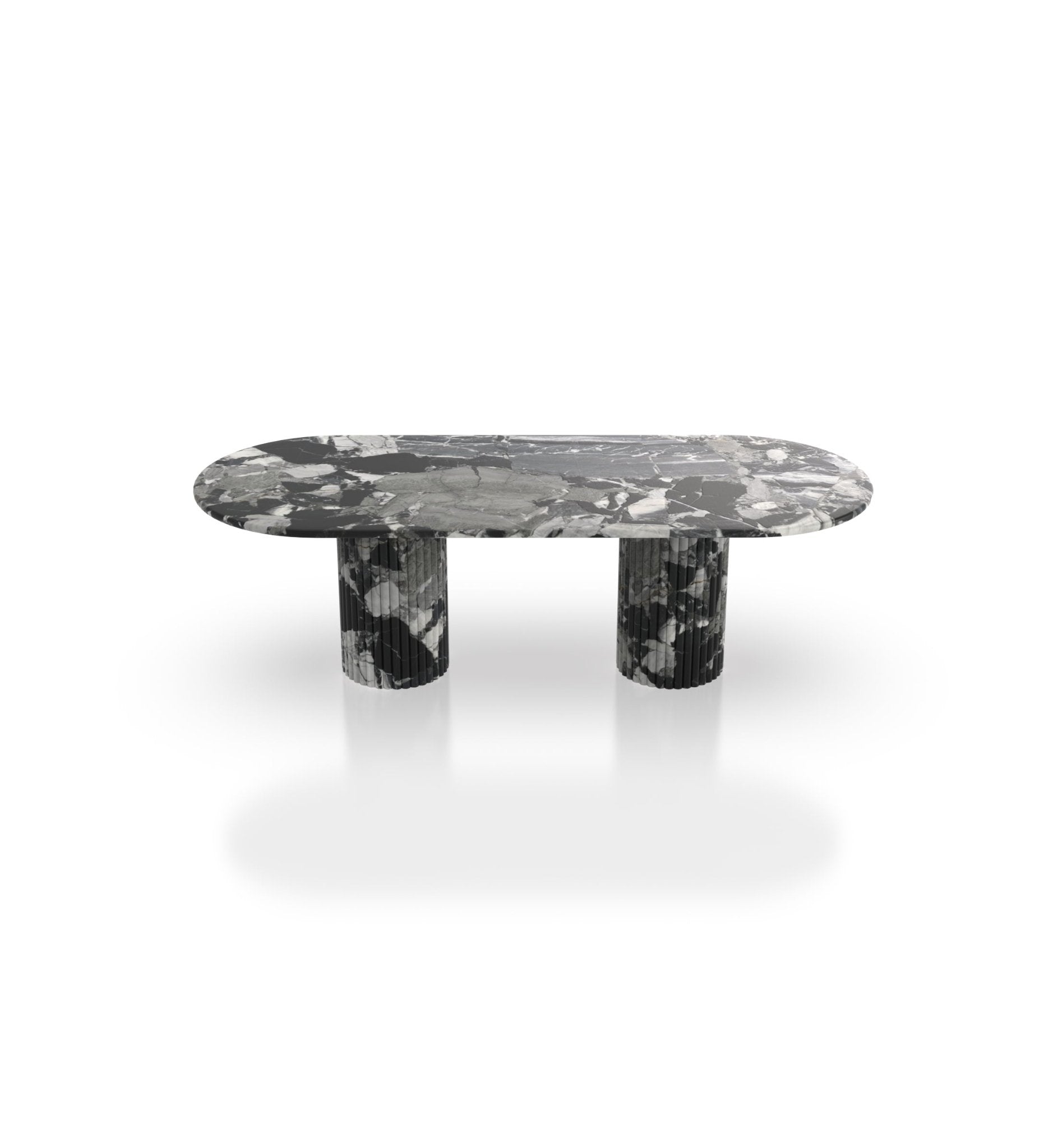 8-Foot Grande Oval Marble Stone Modern Long Dining Table