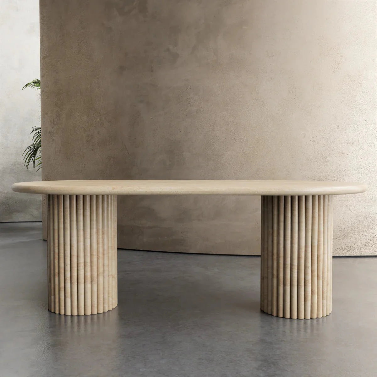 8-Foot Grande Oval Marble Stone Modern Long Dining Table