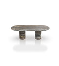 8-Foot Grande Oval Marble Stone Modern Long Dining Table