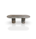 8-Foot Grande Oval Marble Stone Modern Long Dining Table