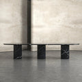 Black Nero Marquina Marble 14-Foot Oval Dining Table - Modern Interior Setting | Stonegems