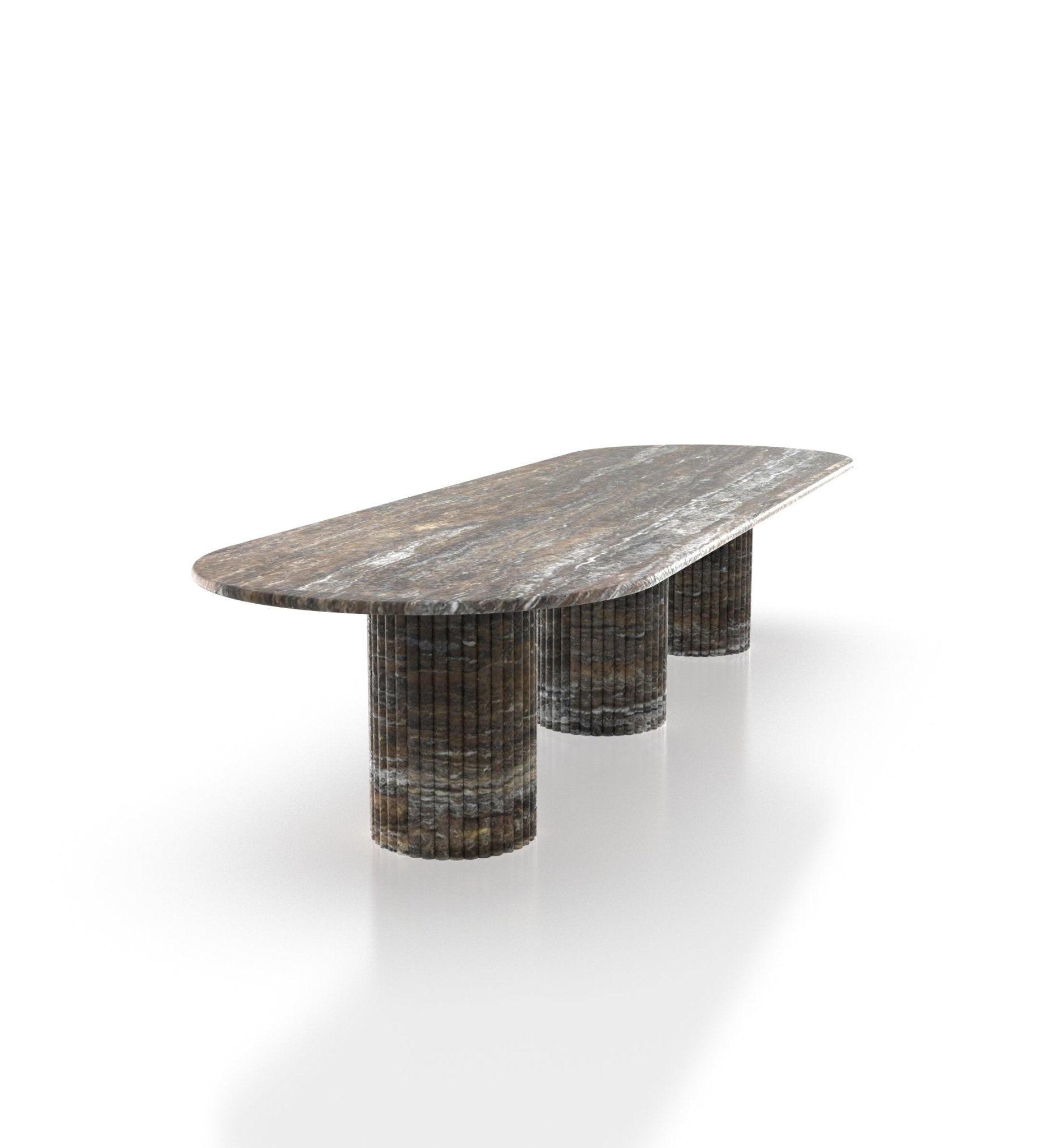Grey Marble Oval Dining Table - Three Quarter View | Stonegems