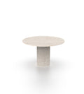 Van Gogh White Marble Round Dining Table Fluted Base - Angle View | Stonegems