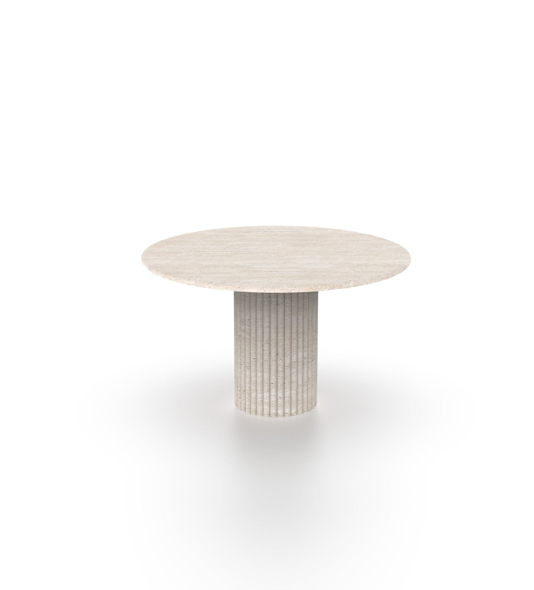 Van Gogh White Marble Round Dining Table Fluted Base - Angle View | Stonegems