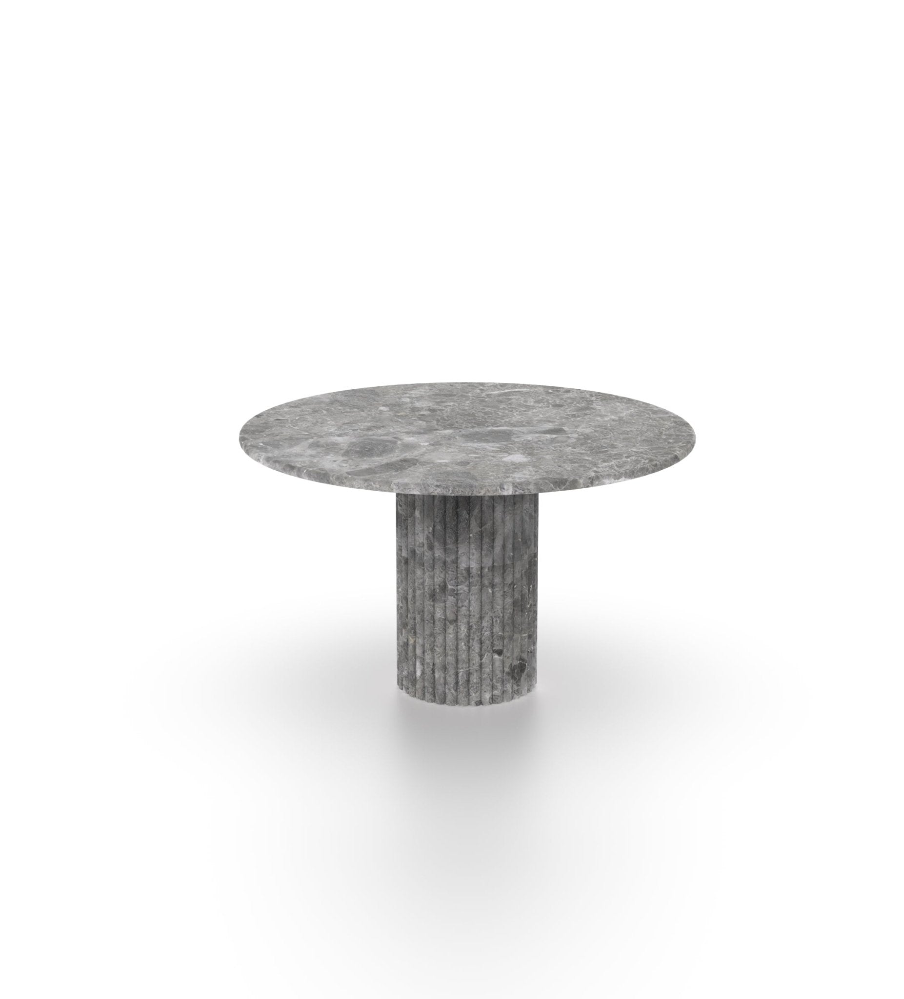 Baltic Grey Marble Round Dining Table with Natural Veining - Angle View | Stonegems