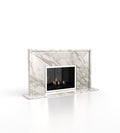 White Calacatta Marble Eros Fireplace - Three Quarter View | Stonegems