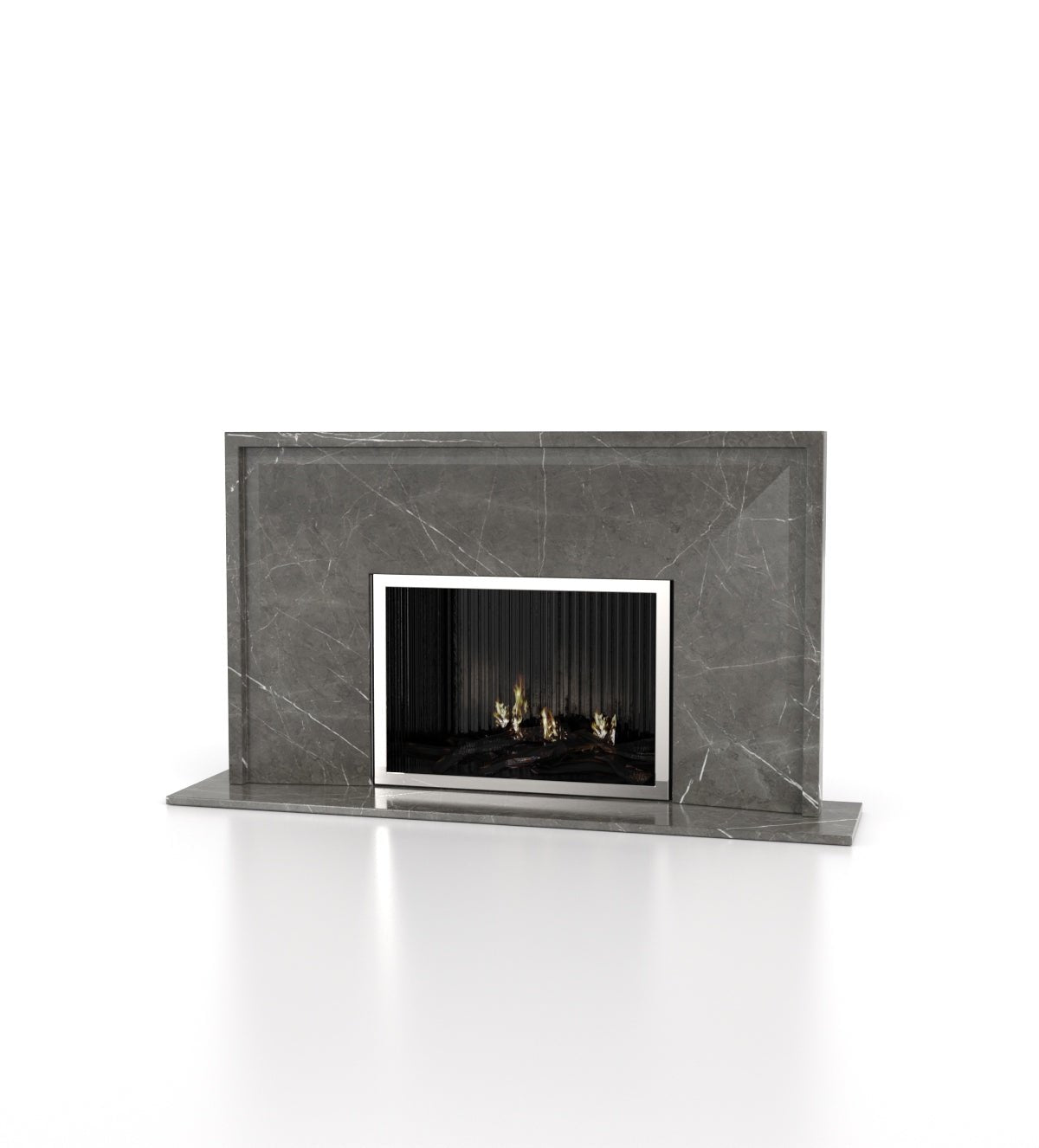 Grey Pietra Marble Eros Fireplace - Front View | Stonegems