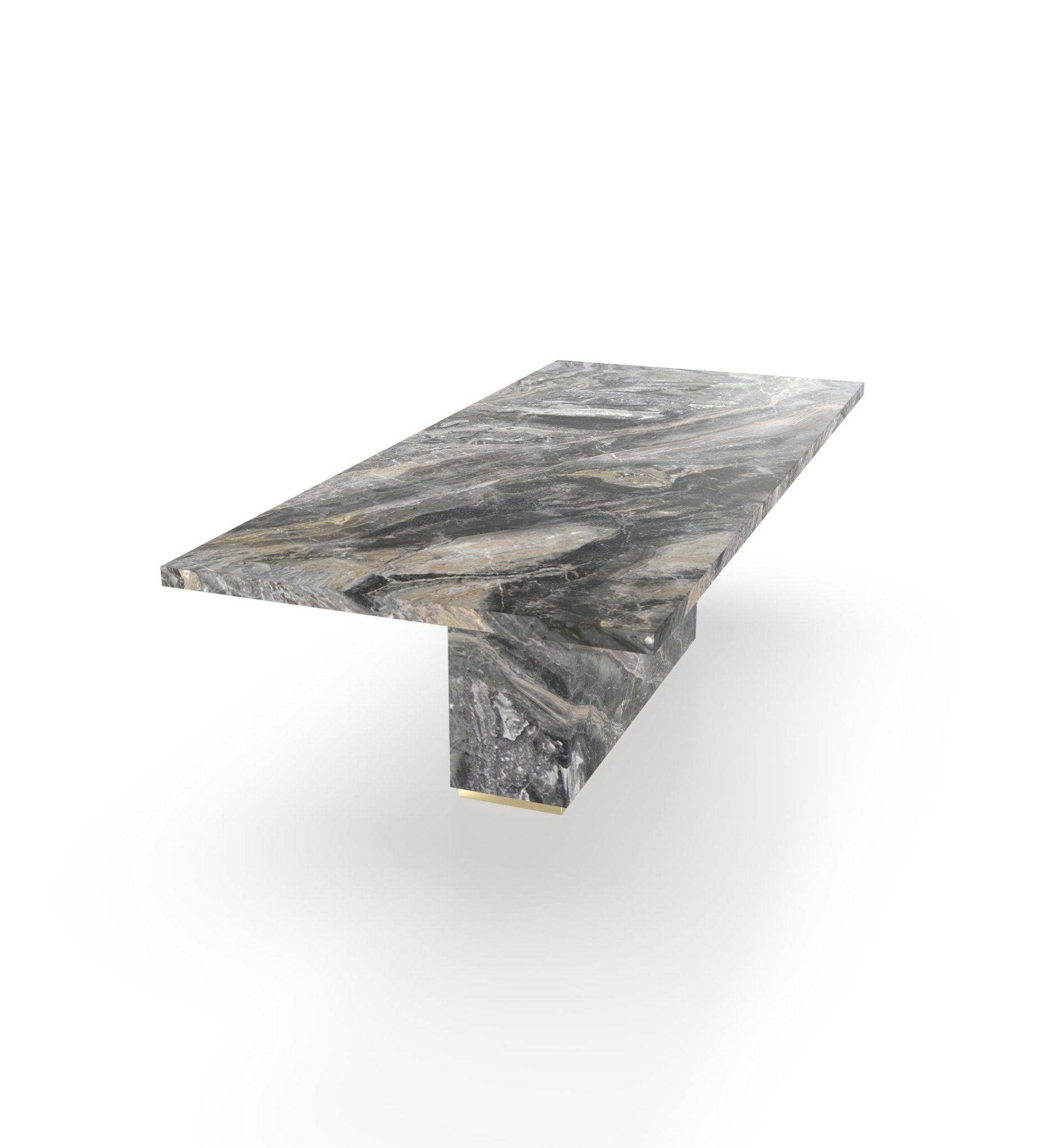 Gray Breccia Capraia Marble Firenze Dining Table - Side Angle | Stonegems