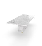 White Carrara Marble Firenze Dining Table - Three Quarter View | Stonegems