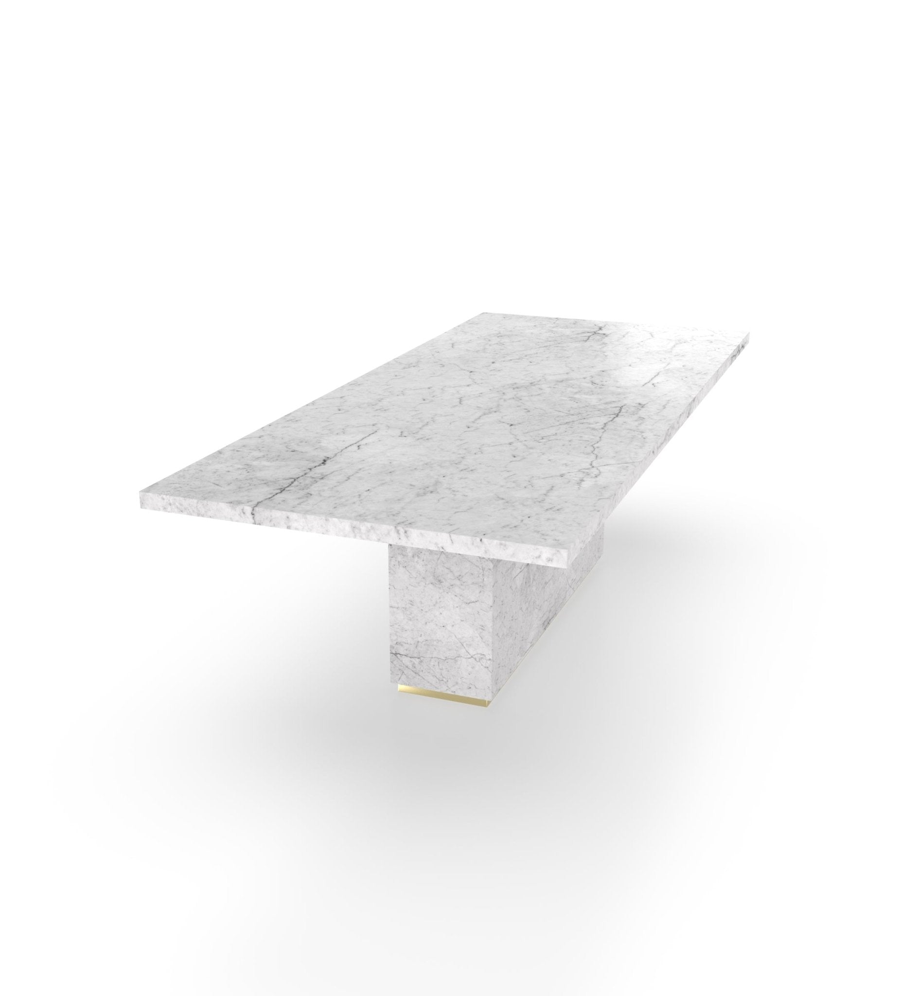 White Carrara Marble Firenze Dining Table - Three Quarter View | Stonegems