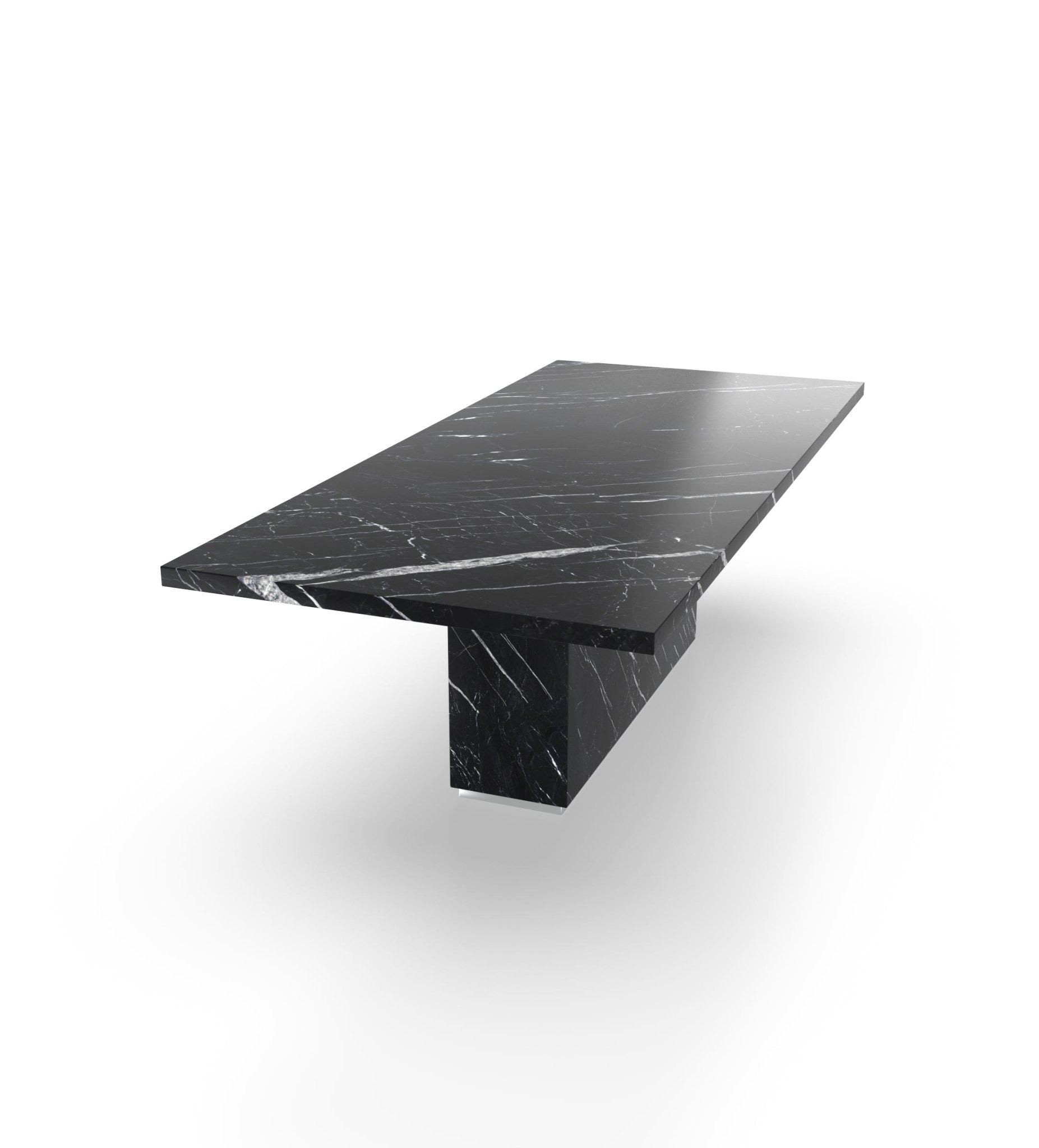 Black Nero Marquina Marble Firenze Dining Table - Perspective View | Stonegems
