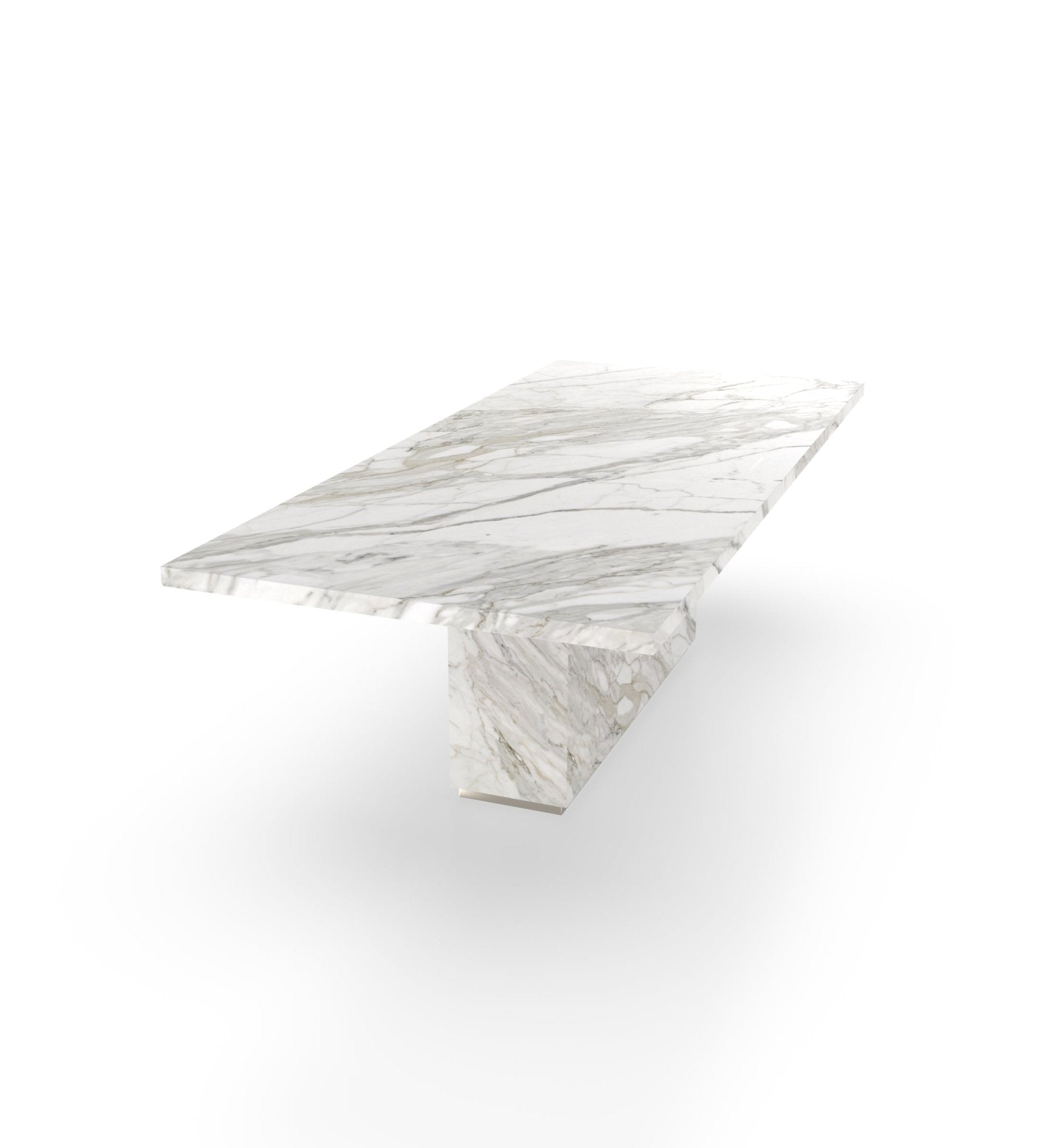 White Arabescato Marble Firenze Dining Table - Side Perspective | Stonegems