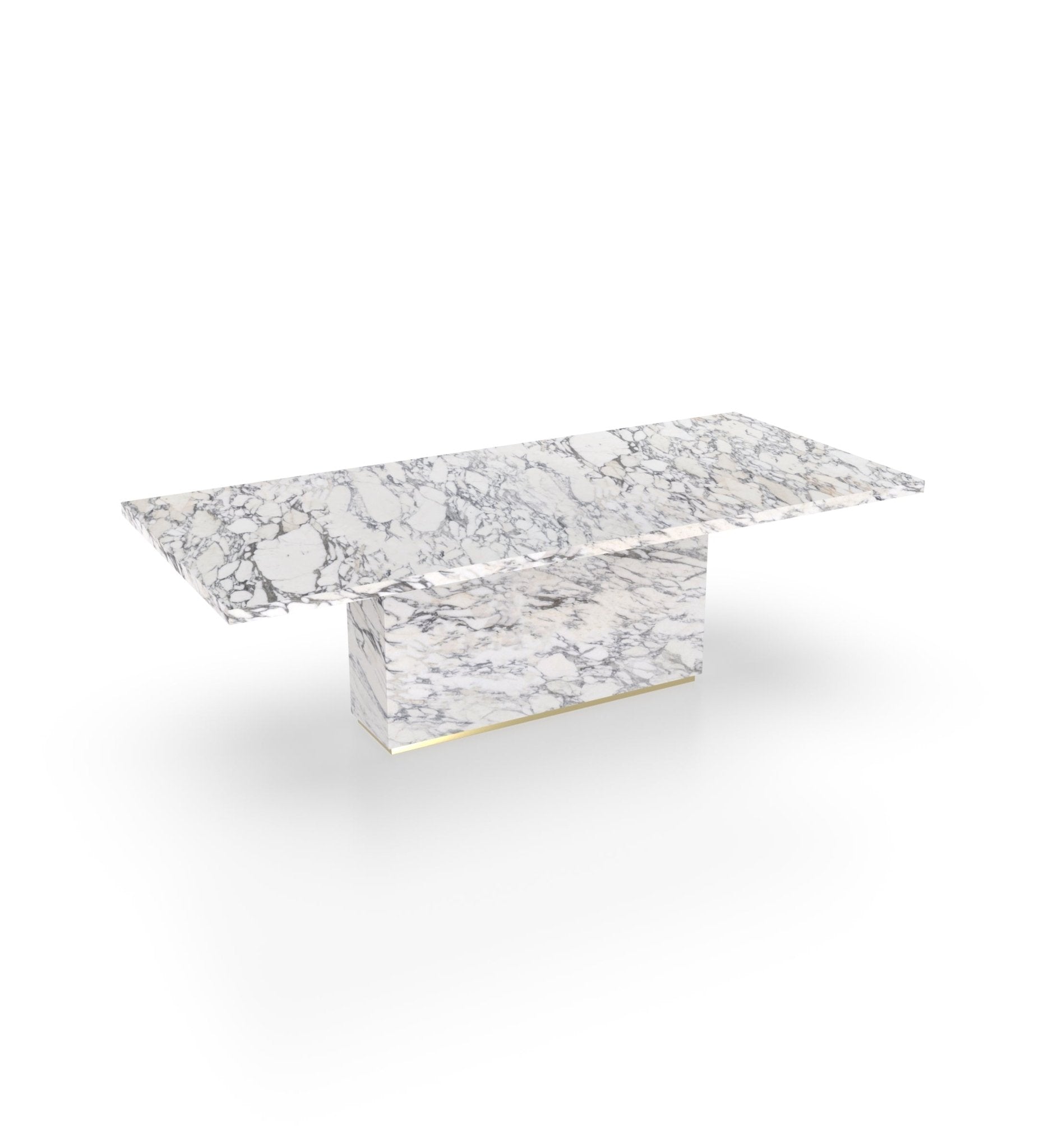 White Marble Firenze Dining Table with Gold Accent - Side Angle | Stonegems