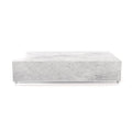 White Marble Firenze Plinth Coffee Table with Chrome Base - Front View | Stonegems