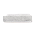 White Marble Firenze Plinth Coffee Table with Chrome Base - Front View | Stonegems