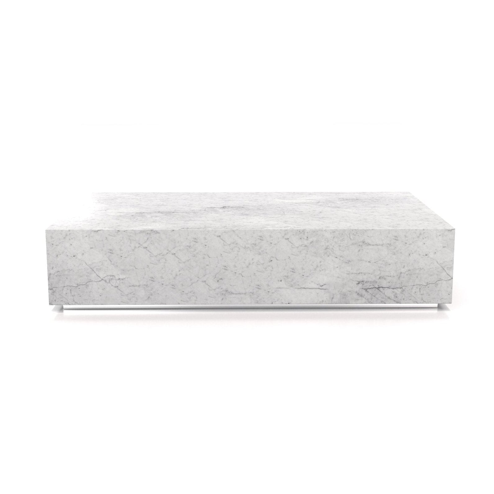 White Marble Firenze Plinth Coffee Table with Chrome Base - Front View | Stonegems