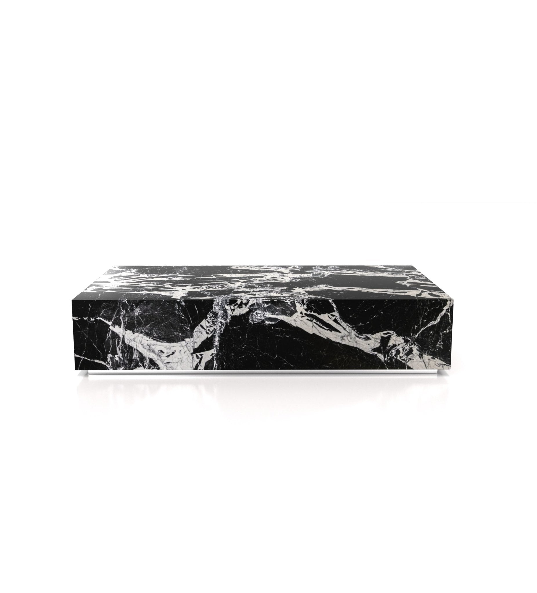 Rectangular Marble Stone Plinth Modern Coffee Table