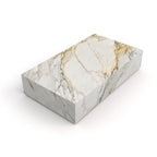 Calacatta Marble Rectangular Coffee Table with Gold Veining - Three Quarter View | Stonegems