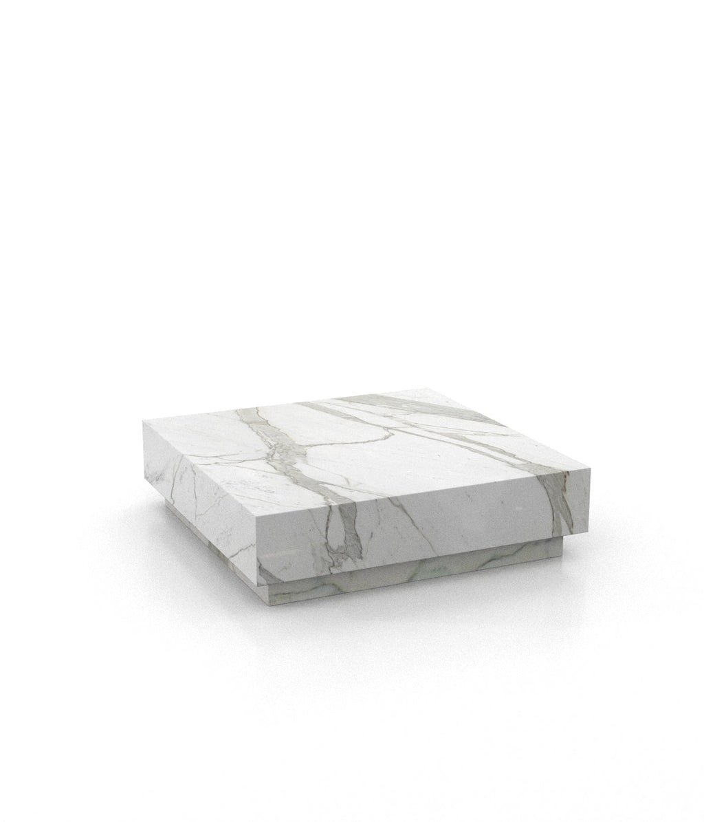 Square Marble Stone Plinth Modern Coffee Table