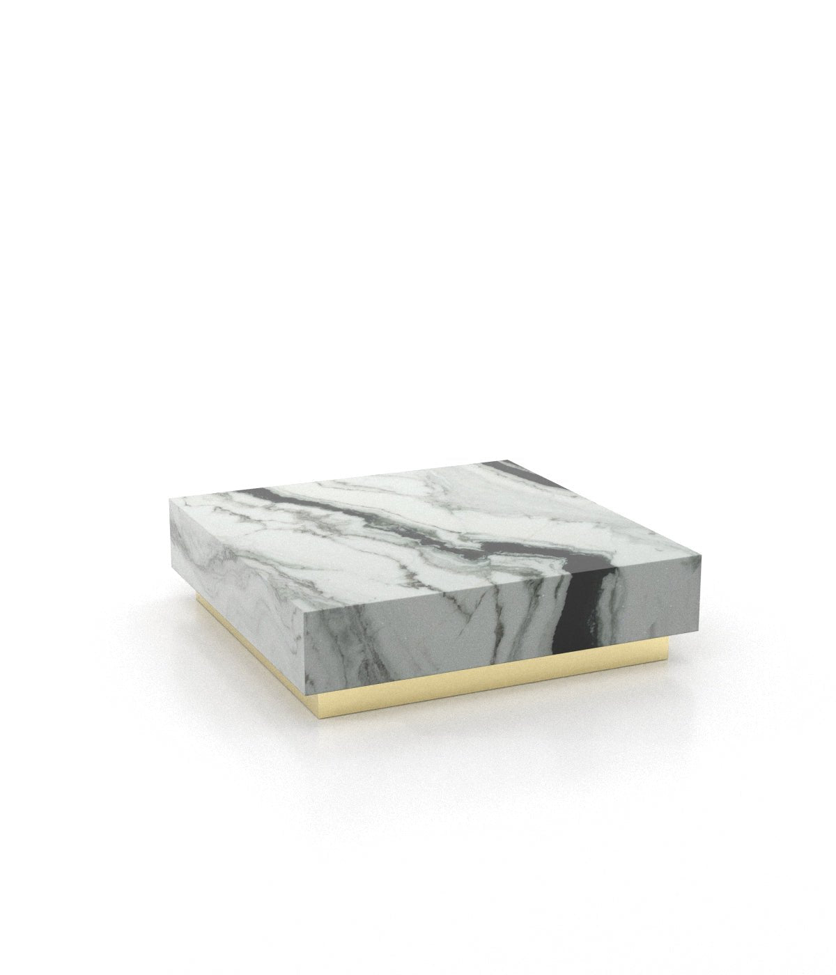 Square Marble Stone Plinth Modern Coffee Table