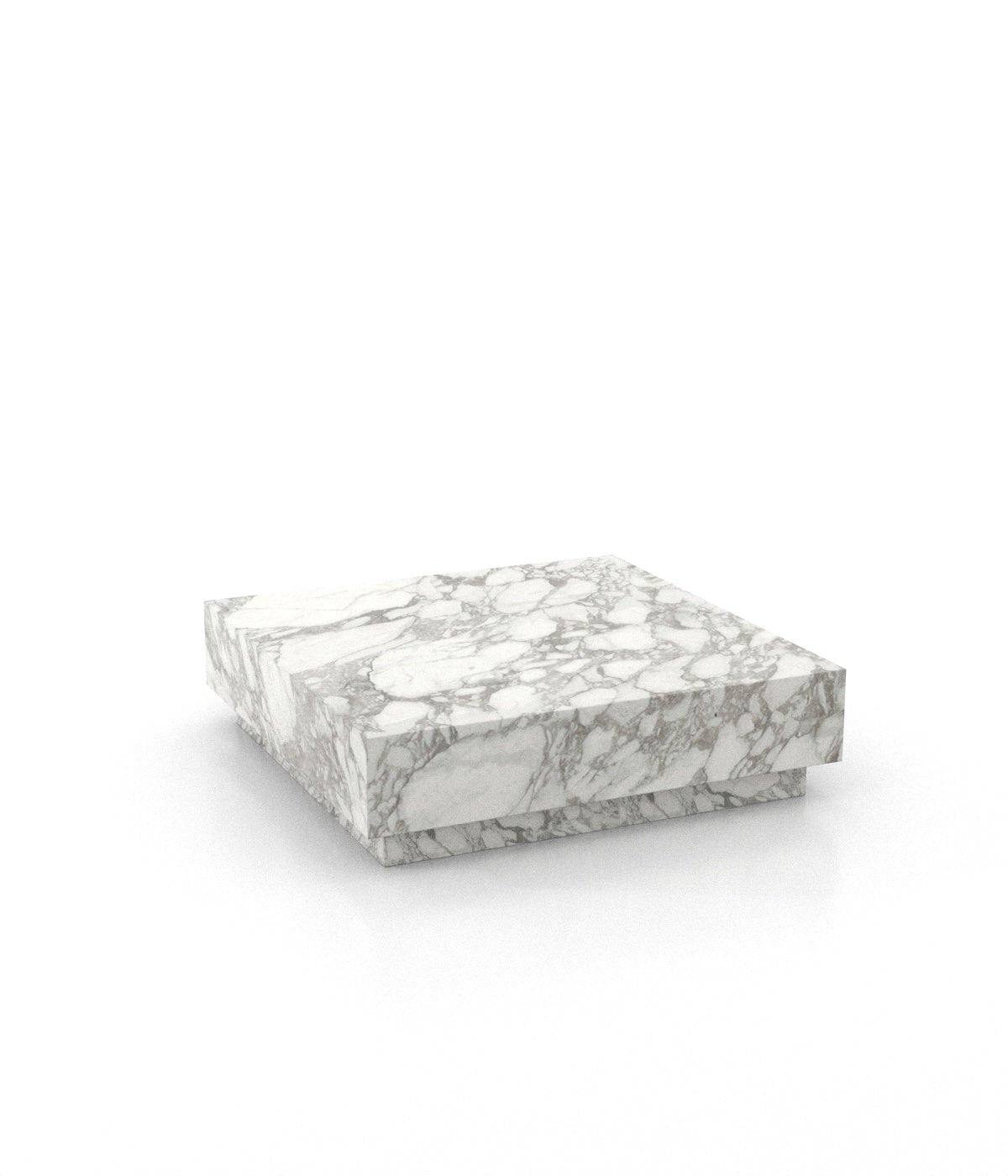 White Grey Arabescato Marble Coffee Table - Side Profile View | Stonegems